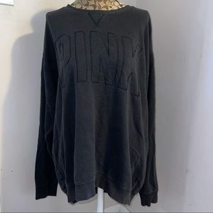 Old school VS PINK sweatshirt w fauxleather collar